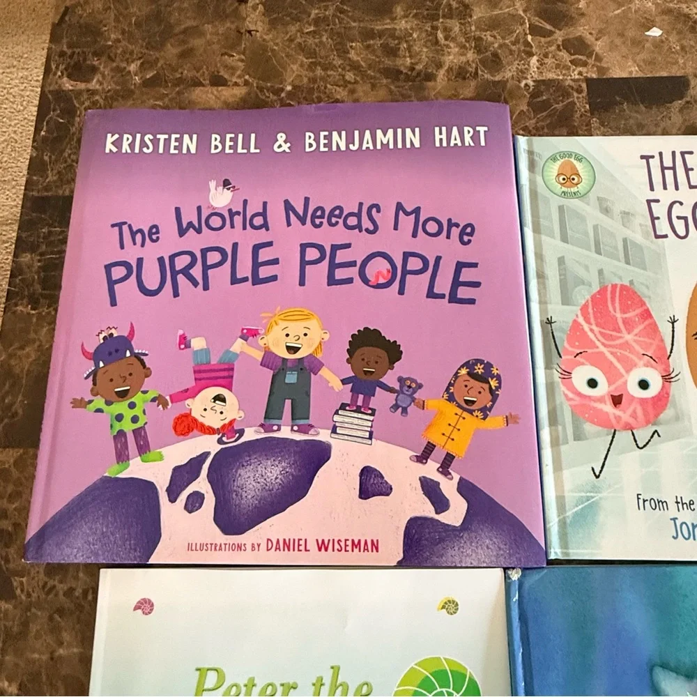 Kids Hardcover Book Bundle – Rainbow Fish, Purple People, Eggscape – Like New